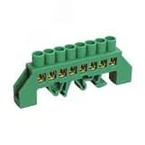 Шина PE "земля" в комбинированном зеленом изоляторе на DIN-рейку 6x9 мм 8 групп, REXANT