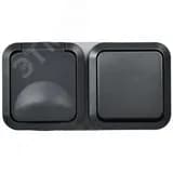 Блок розетка + выключатель горизонтальный TORS 16А IP55 графит IEK
