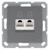 Розетка компьютерная 2-м RJ45 IP20 кат. 5E механизм алюм. Jasmart G6106S