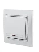 Выключатель 1-кл. СП Mira 10А IP20 с подсветкой со вставкой сер. метал. LEZARD 701-1010-111