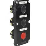 Пост управления ПКЕ 112-3 У3, 10А, 660В, 3 элемента, чёрный и красный цилиндр, в нишу, IP40