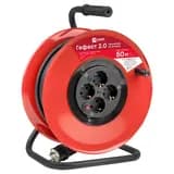 Удлинитель на катушке "Гефест 2.0" 4 гнезда 50м с заземлением и предохранителем КГ 3*2,5 16А/3,5кВт IP44 PROxima EKF