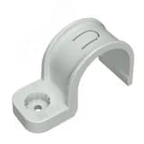 Крепеж-скоба пластиковая односторонняя для прямого монтажа серая в п/э д32 (25шт/375шт уп/кор)