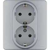Розетка Inspiria 16А 250В 2х2P+E немецк. стандарт алюм. Leg 673752