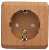 Розетка 1-м ОП Этюд Дача 16А IP20 250В с заземл. защ. шторки бук SE PA16-004T