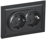 Розетка 2-м СП BRITE РСш12-3-БрЧ 16А в сборе с заземл. защ. шторки черн. IEK BR-R24-16-K02-F