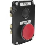 Пост управления ПКЕ 122-2 У2, 10А, 660В, 2 элемента, чёрный цилиндр и красный гриб, в нишу, IP54