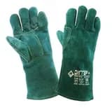 Краги ДИГГЕР+ спилковые зеленые с кевларовой нитью (КРА012), р. 10.5