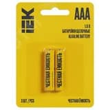Батарейка щелочная Alkaline LR03/AAA (2шт/блистер) IEK
