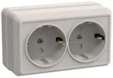Розетка 2-м ОП Октава РСш22-3-ОКм 16А IP20 с заземл. защ. шторки крем. IEK ERO24-K33-16-DC