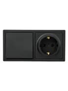 Блок выключатель 1-клав. и розетка 1-местн с заземл. LETO черн. бархат горизонталь LEZARD 752-4200-170BAP