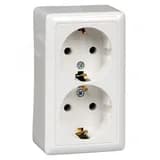 ХИТ Розетка двойная наружная белая с заземлением без шторок 16А 250В Systeme Electric