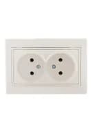 Розетка 2-м СП Mira 16А IP20 без заземл. со вставкой керамика жемчуж./бел. перламутр. LEZARD 701-3030-128