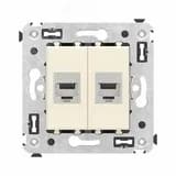 Avanti Компьютерная розетка RJ-45 без шторки в стену, кат.6 двойная экранированная, Ванильная дымка DKC