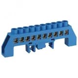 Шина NO-224-111 N ноль в комбинированном изоляторе на DIN-рейку ШНИ-8х12-10-Д-синий