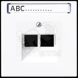 Крышка для сдвоенной телефонной и компьютерной розетки UAE с полем для надписи  белая JUNG