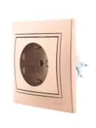 Розетка 1-м СП Mira 16А IP20 с заземл. со вставкой керамика свет. корич. перламутр. LEZARD 701-3131-122