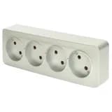 Розетка 4местная бз открытой установки STEKKER 250В 10А IP20 серия София серебро MST101403 49331