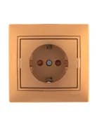 Розетка 1-м СП Mira 16А IP20 с заземл. защ. шторки со вставкой керамика зол. метал. LEZARD 701-1313-124