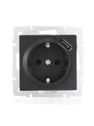 Розетка 1-м СП Vesna с заземл. с заряд. устройством USB механизм черн. бархат LEZARD 742-4288-181