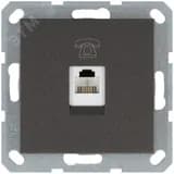 Телефонная розетка RJ11 с накладкой, цвет Мокко