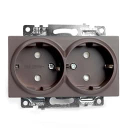 Розетка 2местная сз механизм STEKKER GLS16711404 250В 16А с защитной шторкой серия Катрин шоколад 49030
