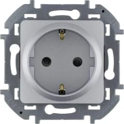 Розетка 1-м СП Inspiria 16А IP20 250В 2P+E защ. шторки немецк. стандарт механизм алюм. Leg 673732