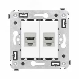 Avanti Компьютерная розетка RJ-45 без шторки в стену, кат.6А двойная экранированная, Белое облако 4400774 DKC