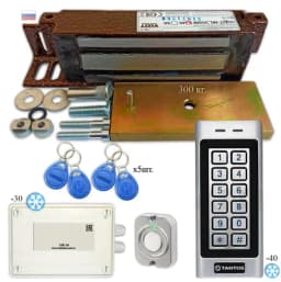 Комплект электромагнитный замок 300кг на дверь с кодовой панелью и ключами доступа уличный Уралкам