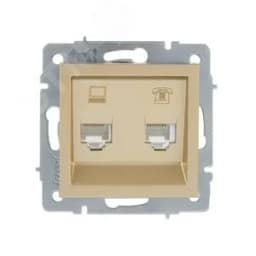VESNA Розетка компьютер+телефон золото