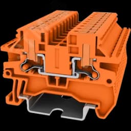 Клемма TP 1-1 проходная с боковой вводом провода .Push-in, сечение 2,5 мм. кв., оранжевая