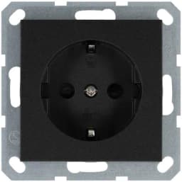 Розетка 1-м Shuko 16А IP20 с заземл. защ. шторки механизм антрацит Jasmart G5501B