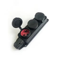 Колодка штепсельная 16А каучук IP44 3 гнезда черный КОСМОС