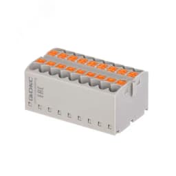 Блок распределительный, зажим push-in, 18 точек подключения 2,5 кв.мм, серый DTP1-018-04SPUG DKC