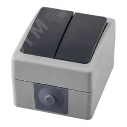 Выключатель двухклавишный, Велена, серый/графит,