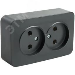 Розетка двухместная б/з 250В 10А серия София черный STEKKER