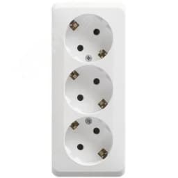 ЭТЮД Розетка тройная открытой установки с заземлением без шторок 16А 250B, белый Systeme Electric