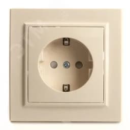 Розетка одноместная с/з,с защитной шторкой,250В, 16А,  серия Эрна, слоновая кость Stekker