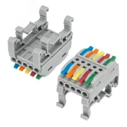 Клемма СМК 222-425D проходная 5-полюсная, с креплением на DIN-рейку (0,08-4 кв мм), серая (4 шт./уп.), REXANT