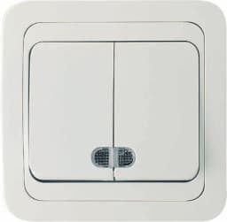 Выключатель 2-кл. СП Mimoza 10А IP20 с подсветкой бел./бел. Makel 12023