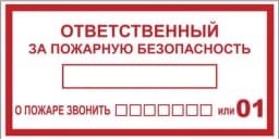 Знак наклейка B03 "Ответственный за пожарную безопасность" (100х200) ГОСТ 12.4.026-2015 EKF PROxima