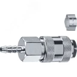 Переходник штуцер "елочка" 6 мм - рапид муфта, с хомутом Профессионал