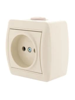 Розетка 1-м ОП Nata 16А IP20 без заземл. керамика крем. LEZARD 710-0300-121