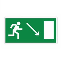Знак-наклейка "Направление к эвакуационному выходу направо вниз" Знакпром