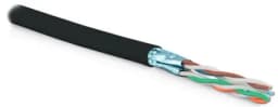LAN U/FTP 4x2x23AWG кат.6 LSZH внешний (500 м) Hyperline UFTP4-C6-S23-OUT-LSZH-BK-500 - Кабель витая пара U/FTP, кат. 6, 4 пары (23 AWG), одножильный (solid), фольгир. пары, внешний, LSZH нг(C)-HF, -40°C-+75°C, черный-гарантия: 15 лет компонентная