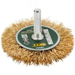 Кордщетка-колесо, со штифтом, стальная латунированная волнистая проволока 60 мм FIT