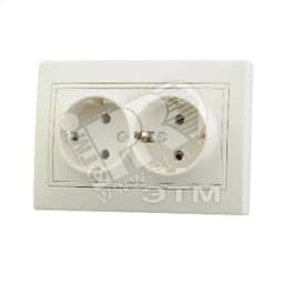 MIRA Розетка двойная с заземлением бежевая