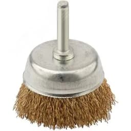 Кордщетка, тип "чашка", со штифтом, стальная латунированная волнистая проволока 50 мм 38486М FIT