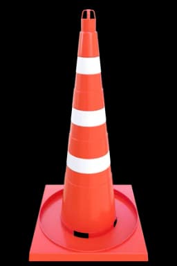 Конус дорожный - КС-3.4 - 750 мм. мягкий, 3 белые полосы , квадратное основание. (комплект 5 шт.)