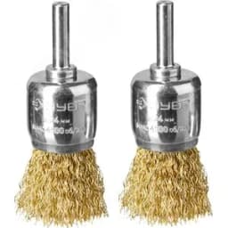 Набор щеток кистевых для дрели, витая стальная латунированная проволока 0,3мм, 24мм, 2шт "Профессионал".
